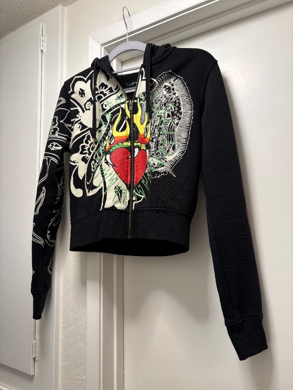 Ed Hardy cropped graphic hoodie - size small but runs small